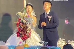 婚礼也阻止不了男生的空气投篮